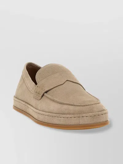 Hogan Loafers With Round Toe And Suede Upper In Brown
