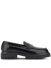 Hogan Leather Loafers With Chunky Sole And Glossy Finish In Black