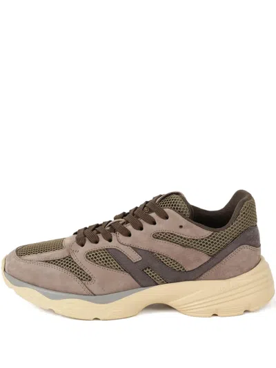 Hogan Logo-appliqué Panelled Sneakers In Brown