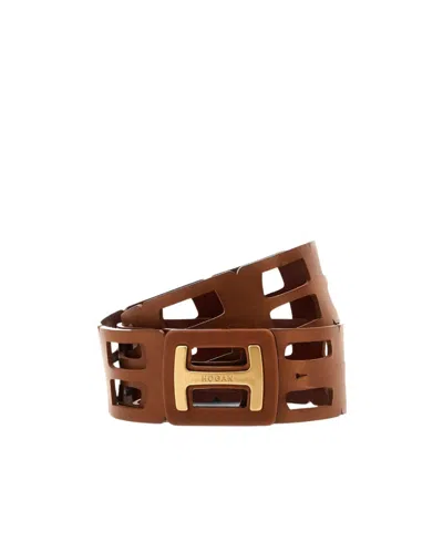 Hogan Logo Belt In Brown
