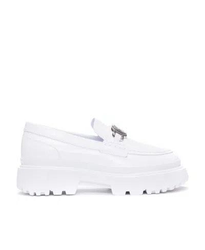 Hogan Logo-buckle 55mm Platform Loafers In White