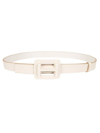 Hogan Logo Buckle Belt In Cream