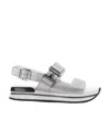 Hogan Logo-buckle Detail Sandals In Silver
