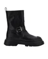 Hogan H619 Leather Biker Boots In Black