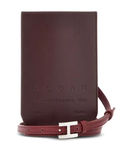 Hogan Logo-debossed Phone Holder In Brown