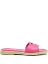 Hogan Logo-detail Flat Sandals In Pink