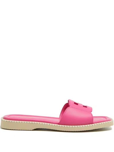 Hogan Logo-detail Flat Sandals In Pink