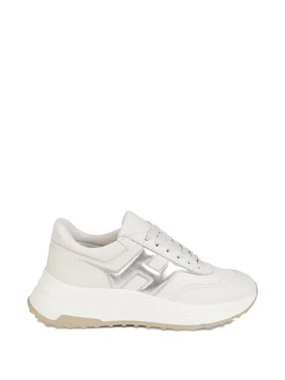 Hogan Hi-fi Smooth And Laminated Nappa Leather Sneakers With Chunky Sole In White