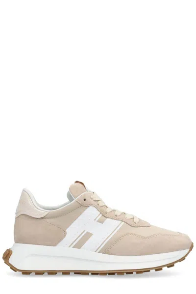 Hogan Logo-detailed Lace-up Trainers In Neutrals