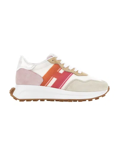 Hogan Logo Detailed Lace-up Sneakers In Pink