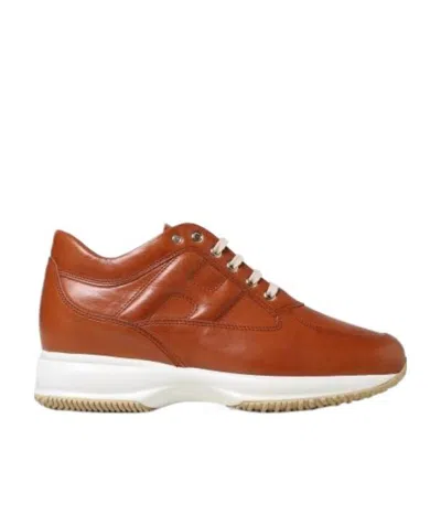 Hogan Logo-embellished Side Panels Sneakers In Brown