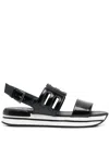 Hogan Logo-embossed Slingback Sandals In Schwarz