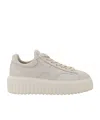 Hogan H-stripes Leather Sneakers With Contrasting Detail In Nude