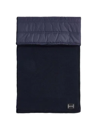 Hogan Logo Knit Scarf In Blue