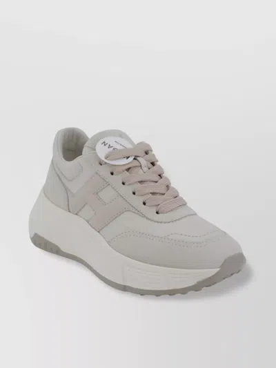 Hogan Logo Leather Lace-up Sneakers In White