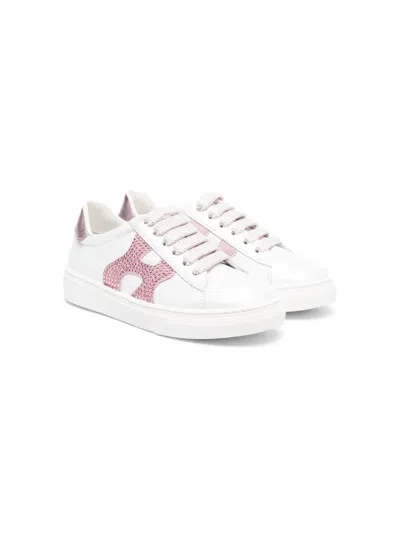Hogan Kids' Rhinestone Low-top Sneakers In White