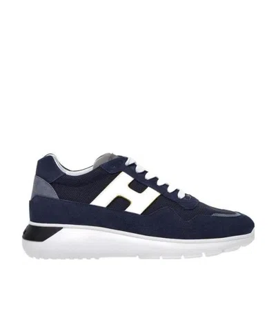 Hogan Logo-patch Lace-up Sneakers In Black