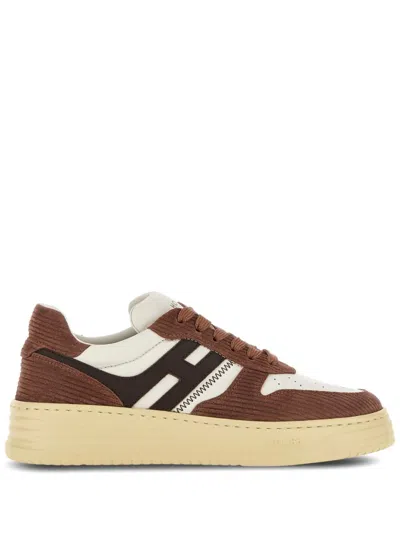 Hogan Sneakers H630 Brown In Leather In Multi