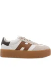 Hogan H681 Leather And Suede Platform Sneakers In Neutral