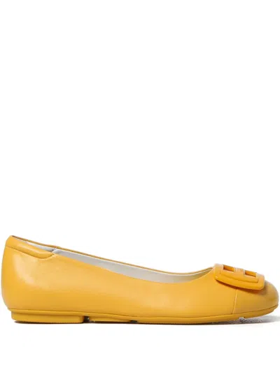 Hogan Logo-plaque Ballet Flats In Yellow