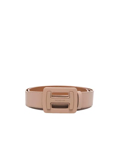 Hogan Logo-plaque Belt In Pink