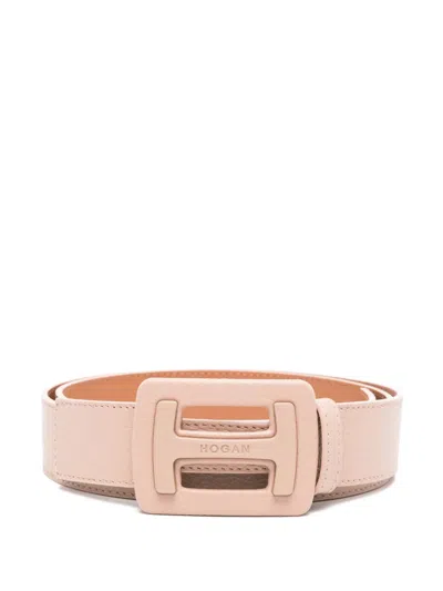 Hogan Logo-plaque Belt In Pink
