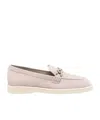 Hogan Suede Moc Toe Loafers With Rubber Sole In Nude
