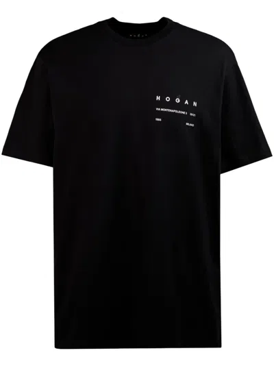 Hogan Crewneck T-shirt Regular Fit Short Sleeves In Black