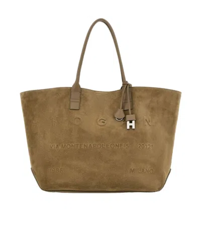 Hogan Logo-lettering Handbag In Brown