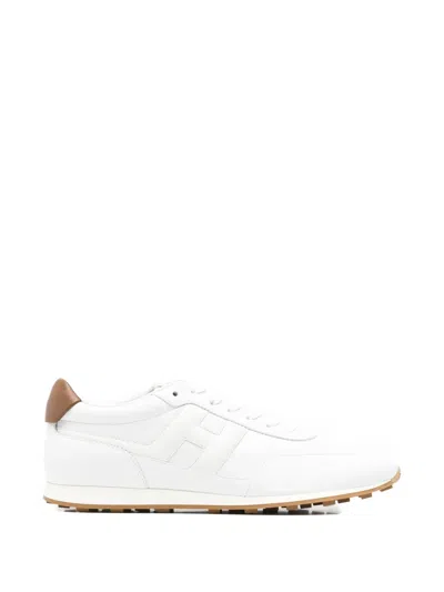 Hogan Logo-patch Leather Sneakers In White