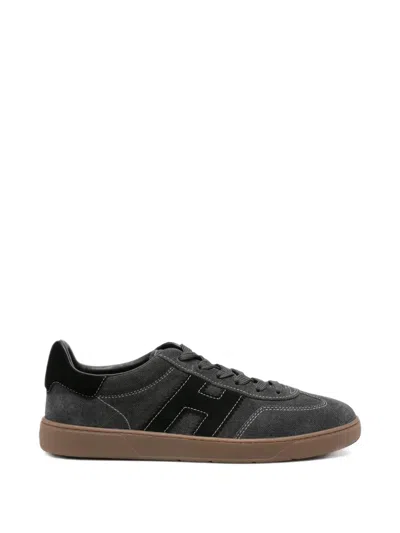 Hogan Logo-patch Panelled Sneakers In Gray
