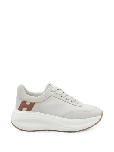 Hogan Logo-patch Platform Sneakers In Animal Print