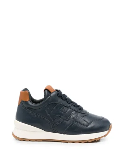 Hogan Kids' Logo-patch Sneakers In Blue