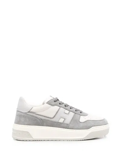 Hogan Logo-patch Sneakers In Gray