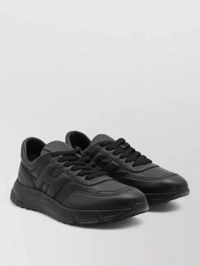 Hogan Low Sneakers Round Toe Rubber Sole In Black