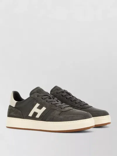 Hogan Dark Grey Suede Overlay Sneakers In Gray