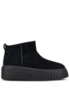 Hogan Ankle-high Minimalist Suede Shoes In Black