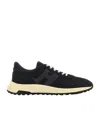 Hogan Leather Sneakers Contrasting Sole Round Toe In Black