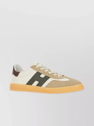 Hogan Low-top Leather Sneakers Contrast Sole In Nude