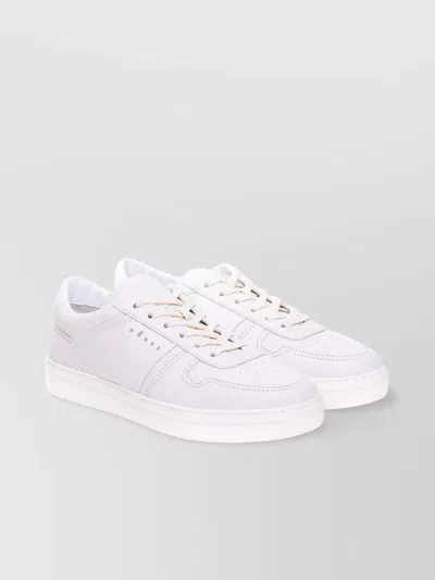 Hogan Low Top Leather Sneakers With Perforated Toe In White