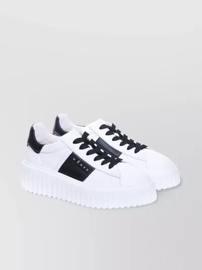 Hogan Low Top Leather Sneakers With Platform Sole In White