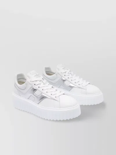 HOGAN LOW TOP LEATHER SNEAKERS WITH PLATFORM SOLE