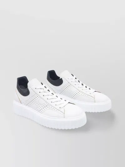 Hogan Low Top Leather Sneakers With Platform Sole In White