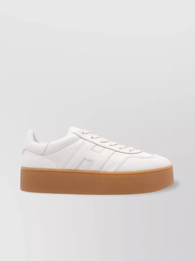 Hogan Low Top Leather Sneakers With Platform Sole
