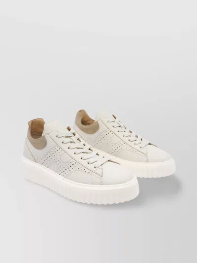 Hogan Low Top Leather Sneakers With White H-stripes