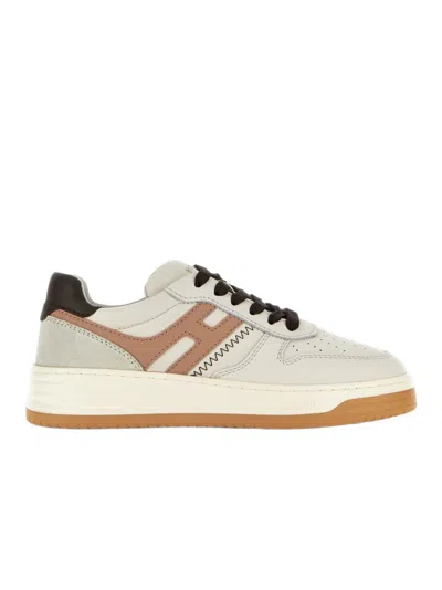 Hogan Low-top Nappa Leather Sneakers With Suede Inserts In Multi