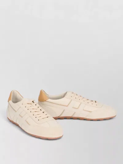 Hogan Suede Low-top Sneaker With Rubber Sole In Neutral