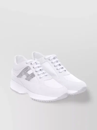 Hogan Rhinestone-logo Lace-up Trainers In Grey