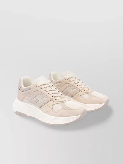 Hogan Low Top Sneakers With Leather And Suede In Neutral