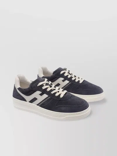 Hogan Low Top Suede Finish Sneakers In Gray